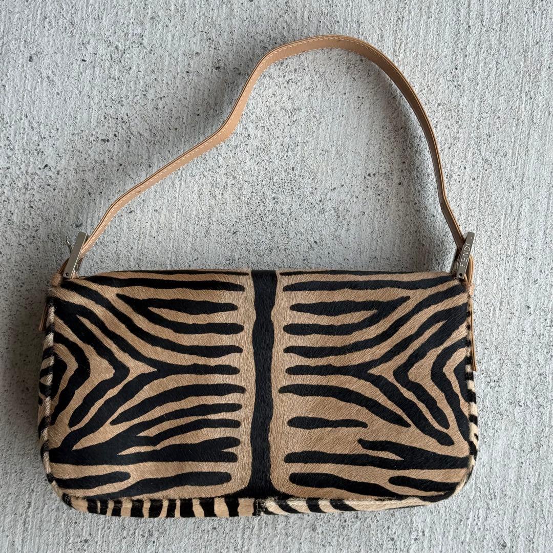 Fendi Baguette Zebra Print Calf Hair Shoulder Bag — view 8