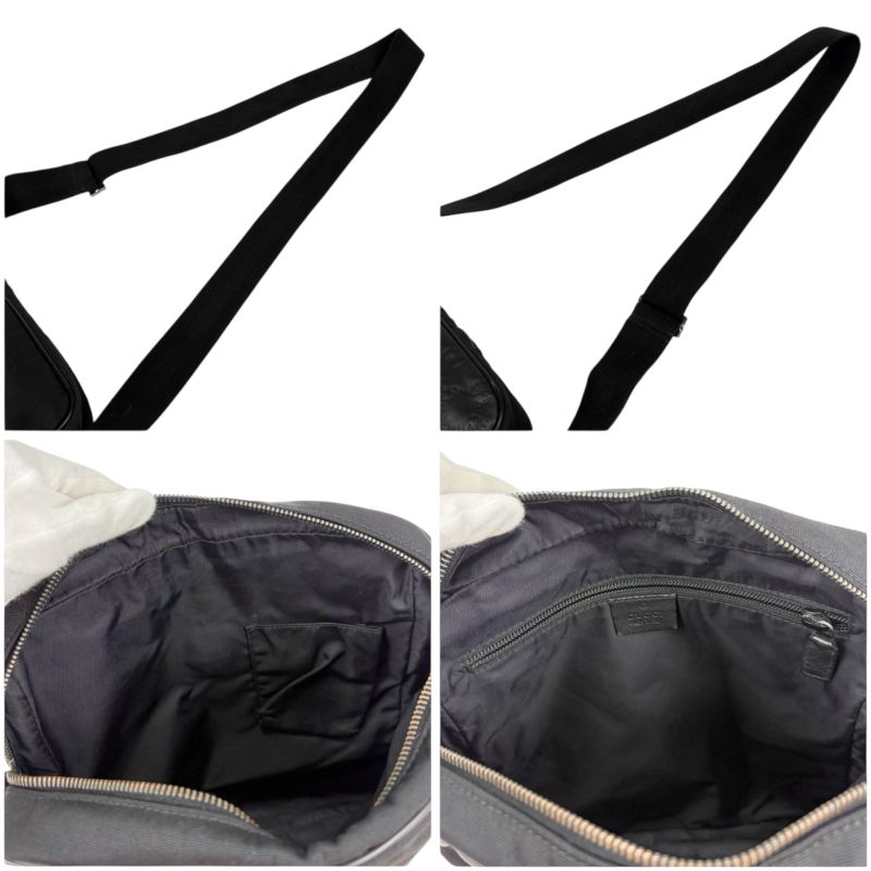 Gucci Crossbody Bag Shoulder Black Cima Leather GG Pattern Nylon Canvas — view 7