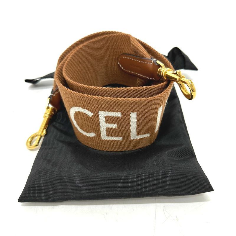 Celine Shoulder Strap Logo Canvas Leather Brown — view 7