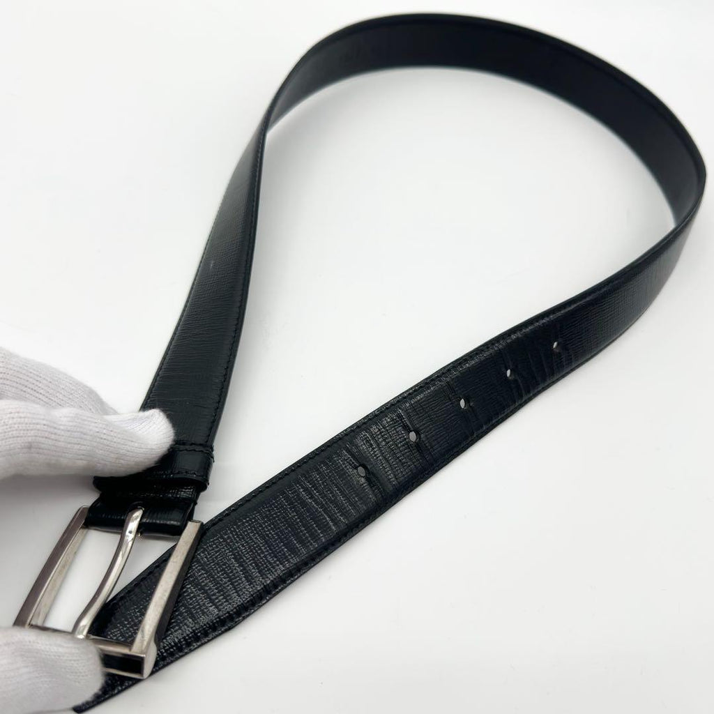 Prada Saffiano Leather Classic Belt Black Silver — view 3