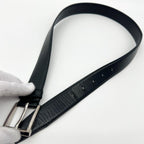 Prada Saffiano Leather Classic Belt Black Silver — view 3