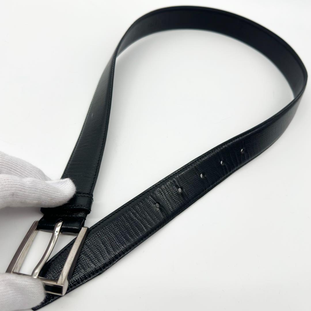 Prada Saffiano Leather Classic Belt Black Silver — view 3