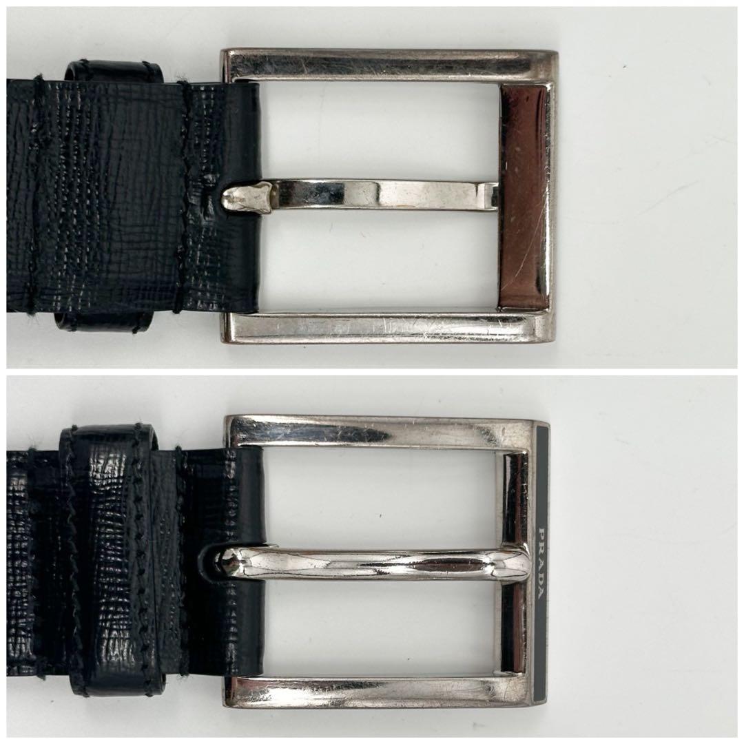 Prada Saffiano Leather Classic Belt Black Silver — view 5