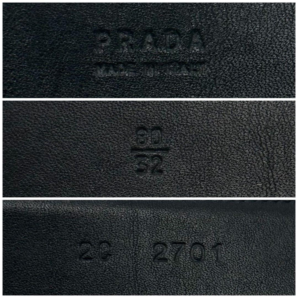 Prada Saffiano Leather Classic Belt Black Silver — view 7