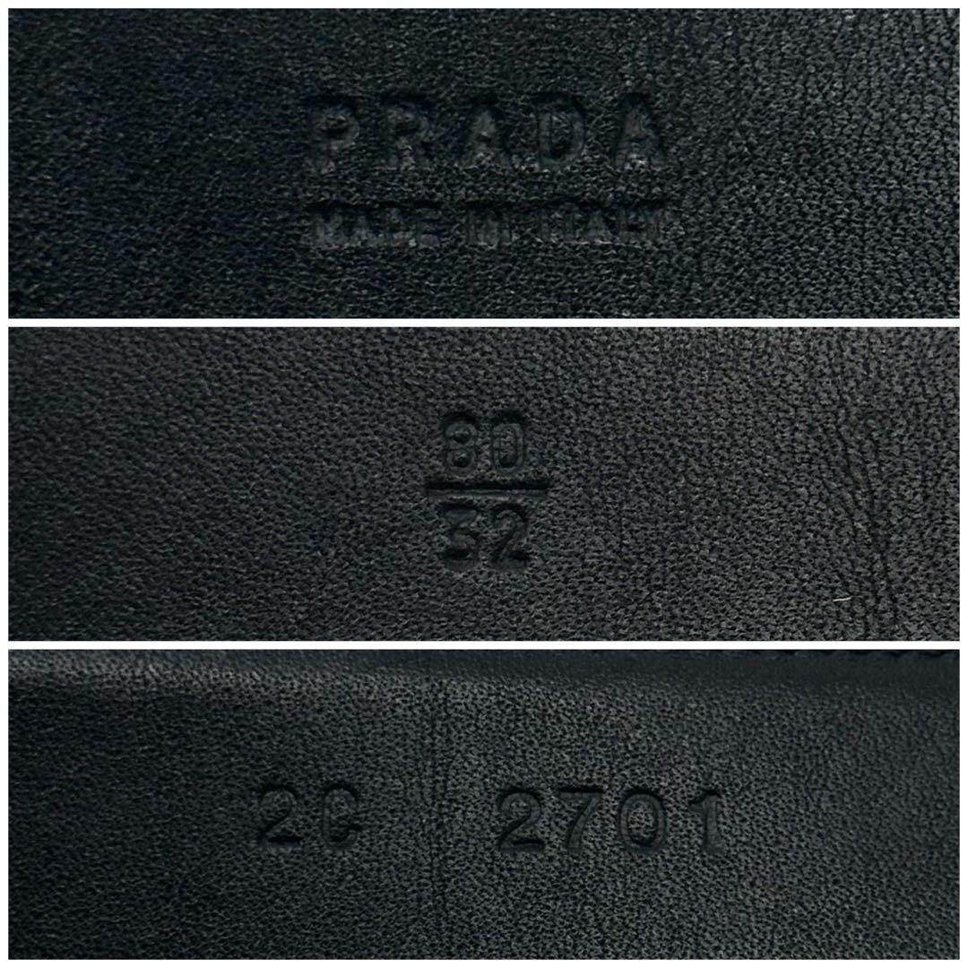 Prada Saffiano Leather Classic Belt Black Silver — view 7