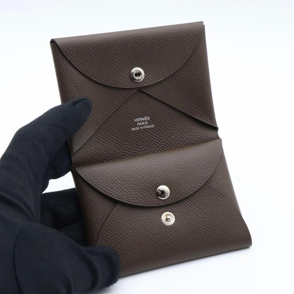 Hermes Calvi Duo Bifold Wallet Epsom Jiao Brown — view 3