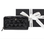 Chanel Quilted Patent Leather Zip Around Wallet