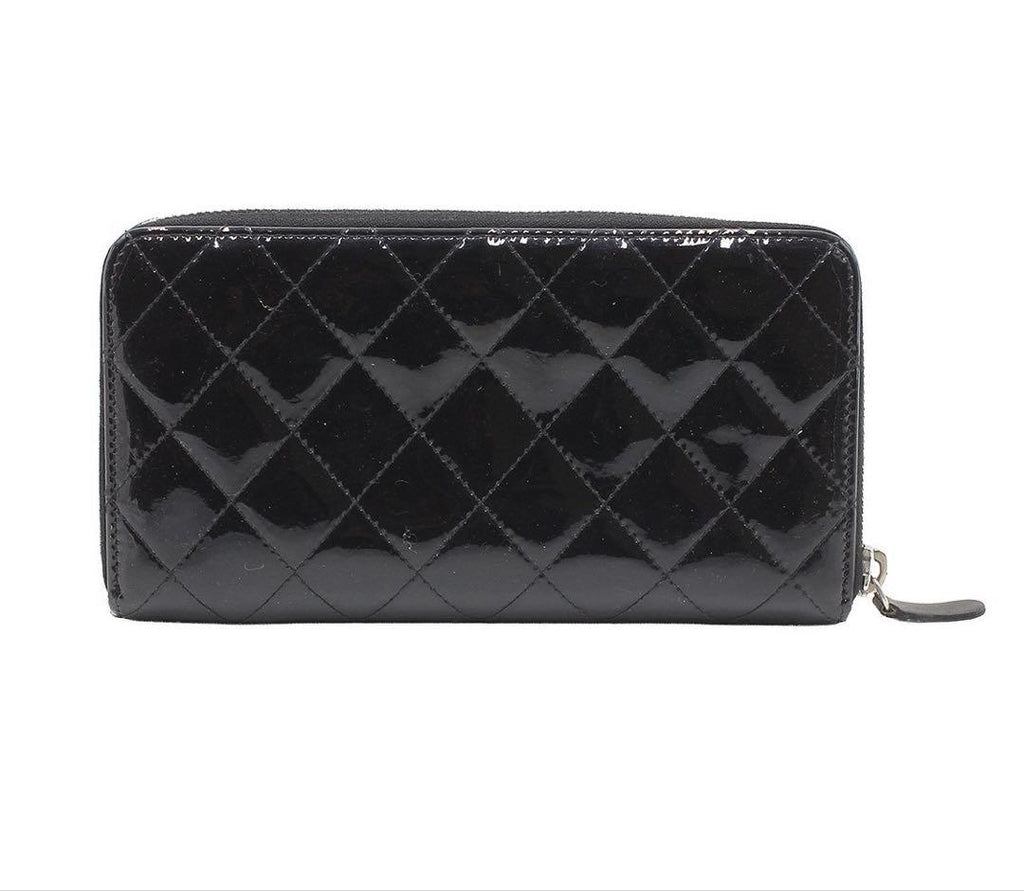 Chanel Quilted Patent Leather Zip Around Wallet — view 2