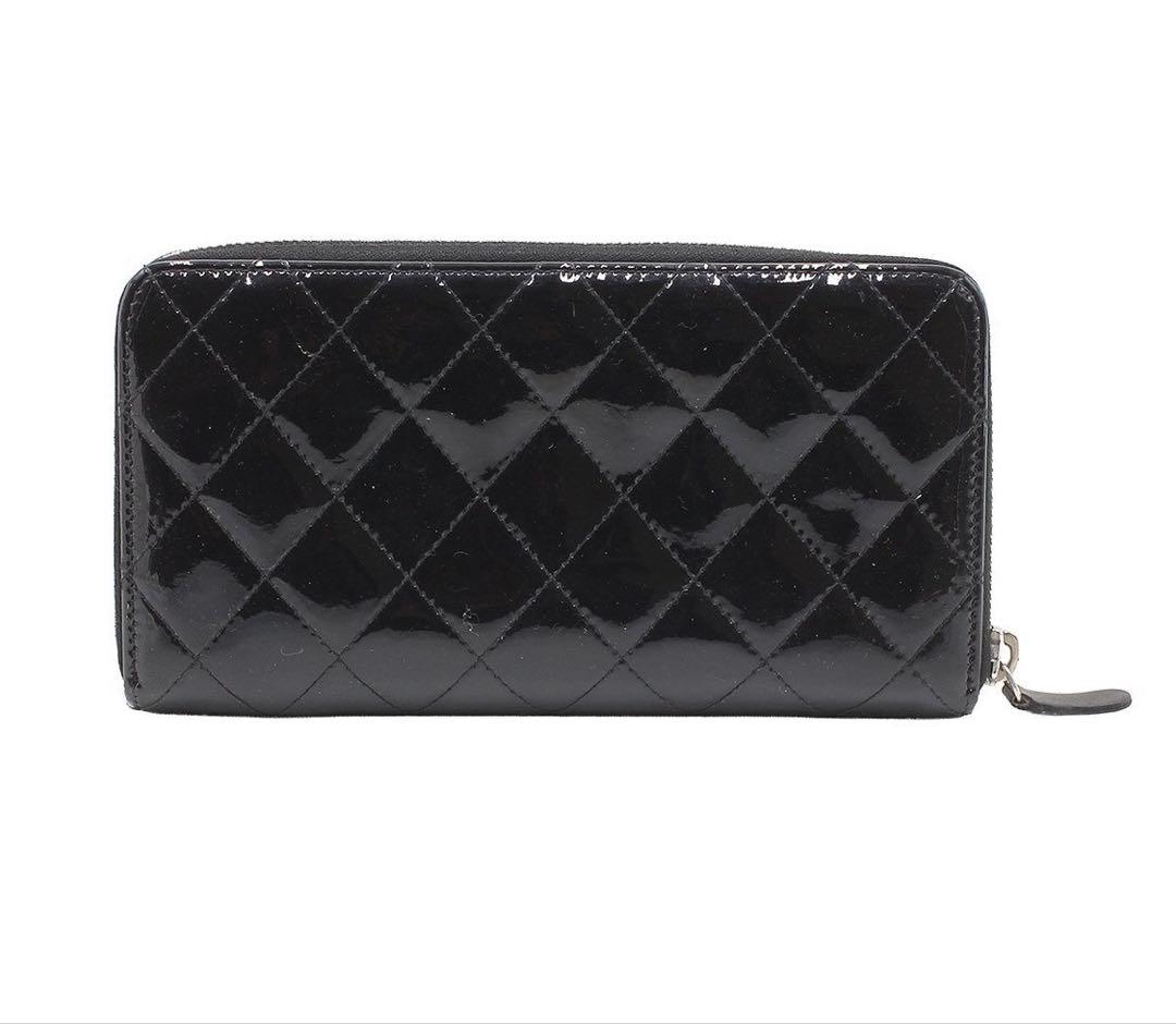 Chanel Quilted Patent Leather Zip Around Wallet — view 2