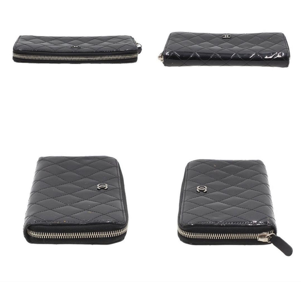 Chanel Quilted Patent Leather Zip Around Wallet — view 3