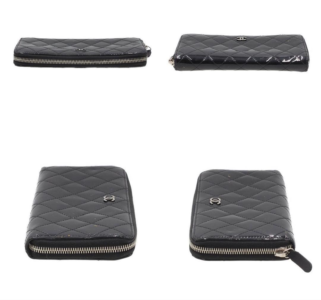 Chanel Quilted Patent Leather Zip Around Wallet — view 3