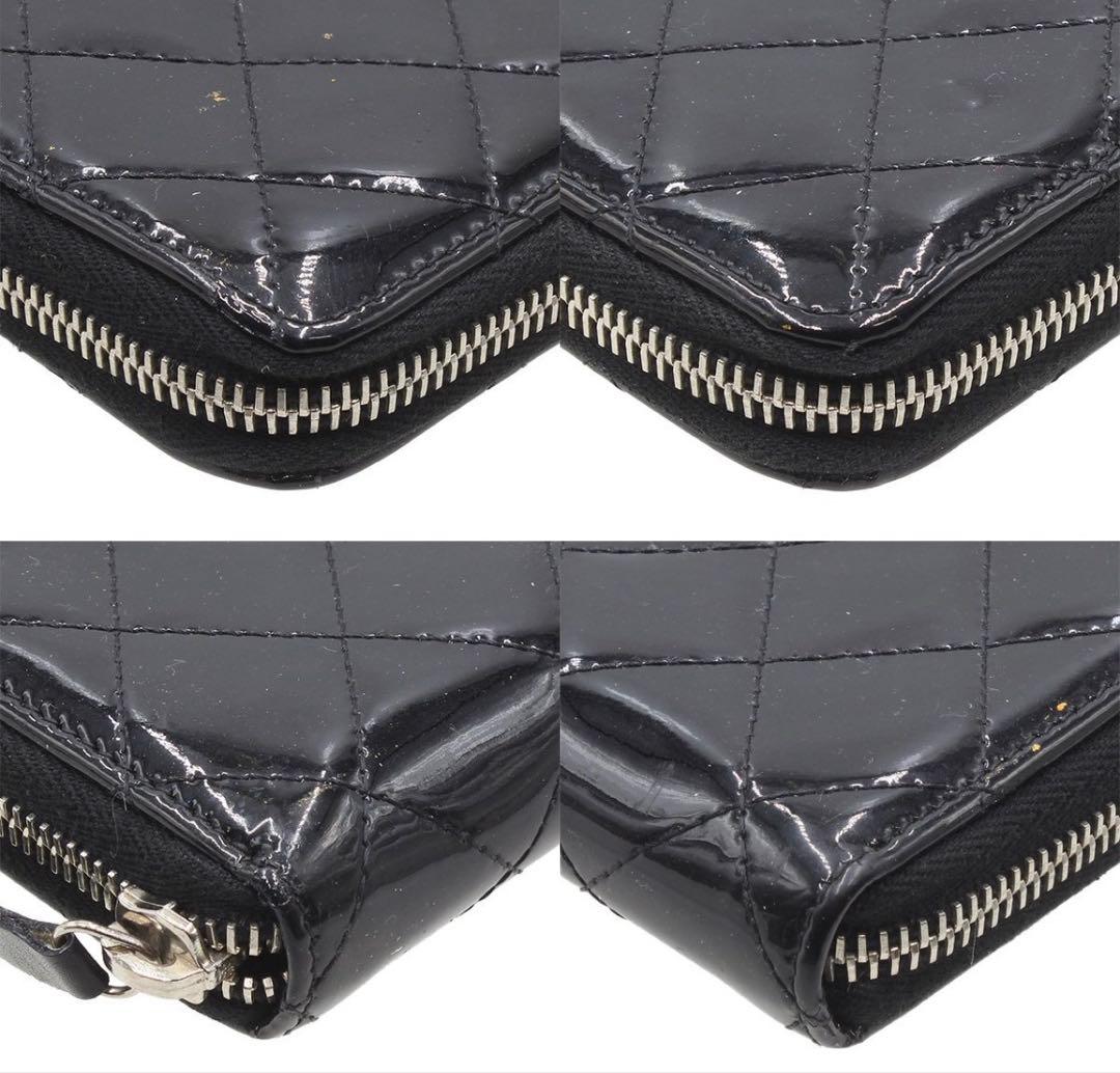 Chanel Quilted Patent Leather Zip Around Wallet — view 4