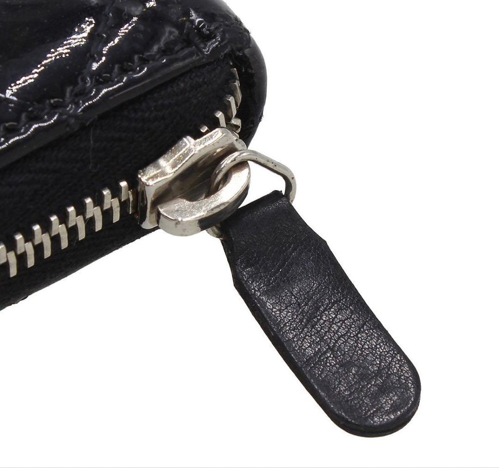 Chanel Quilted Patent Leather Zip Around Wallet — view 6