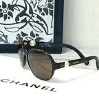 Chanel Sunglasses Beak Pattern Wellington Brown Pearl Eyewear