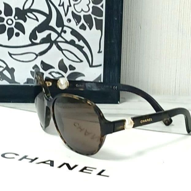 Chanel Sunglasses Beak Pattern Wellington Brown Pearl Eyewear