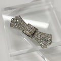 Chanel Brooch Coco Mark Rhinestone Ribbon Pearl Silver
