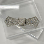 Chanel Brooch Coco Mark Rhinestone Ribbon Pearl Silver — view 2
