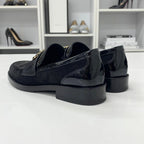 Chanel CC Logo Patent Suede Rhinestone Loafers Black — view 4