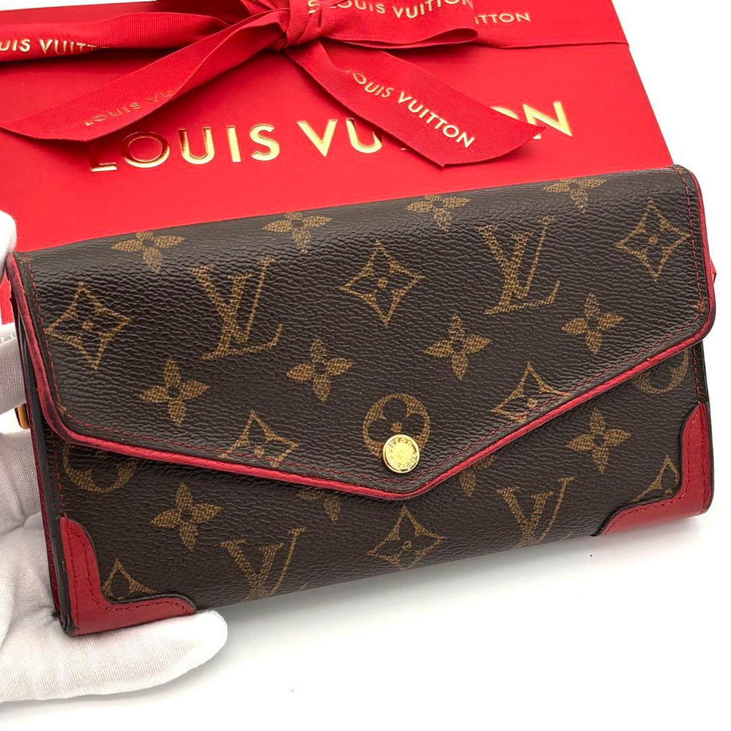 Louis Vuitton Monogram Portefeuille Sarah Retiro Red Brown Wallet