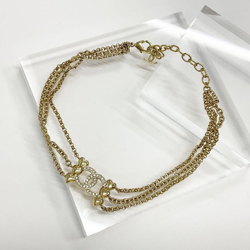 Chanel Necklace Choker Coco Mark Rhinestone Heart — view 2