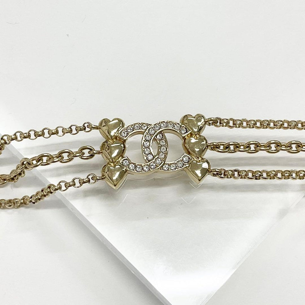 Chanel Necklace Choker Coco Mark Rhinestone Heart — view 5