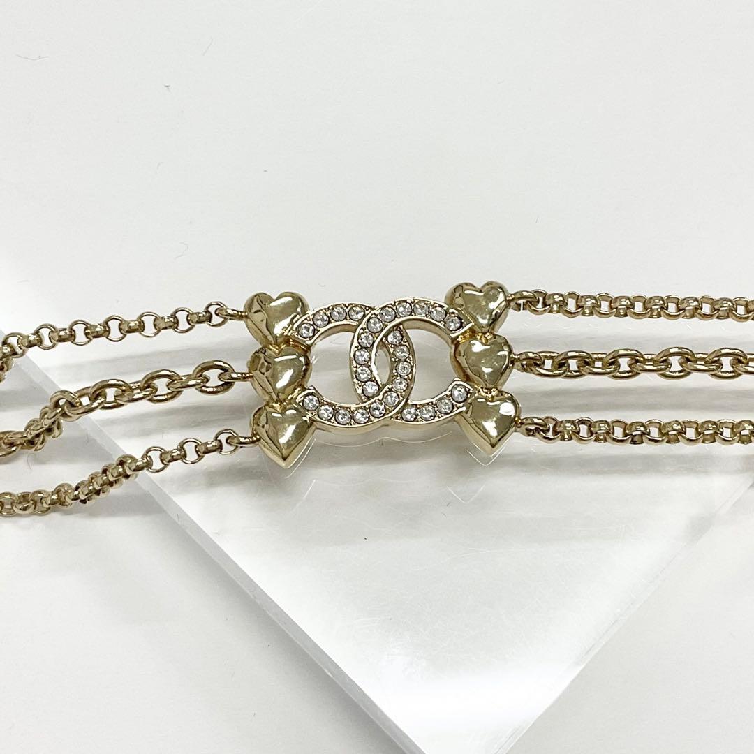 Chanel Necklace Choker Coco Mark Rhinestone Heart — view 5