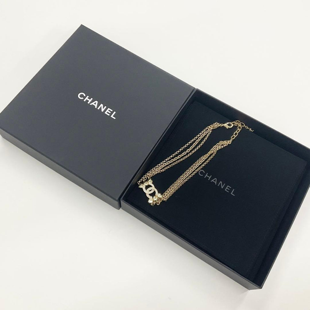 Chanel Necklace Choker Coco Mark Rhinestone Heart — view 7