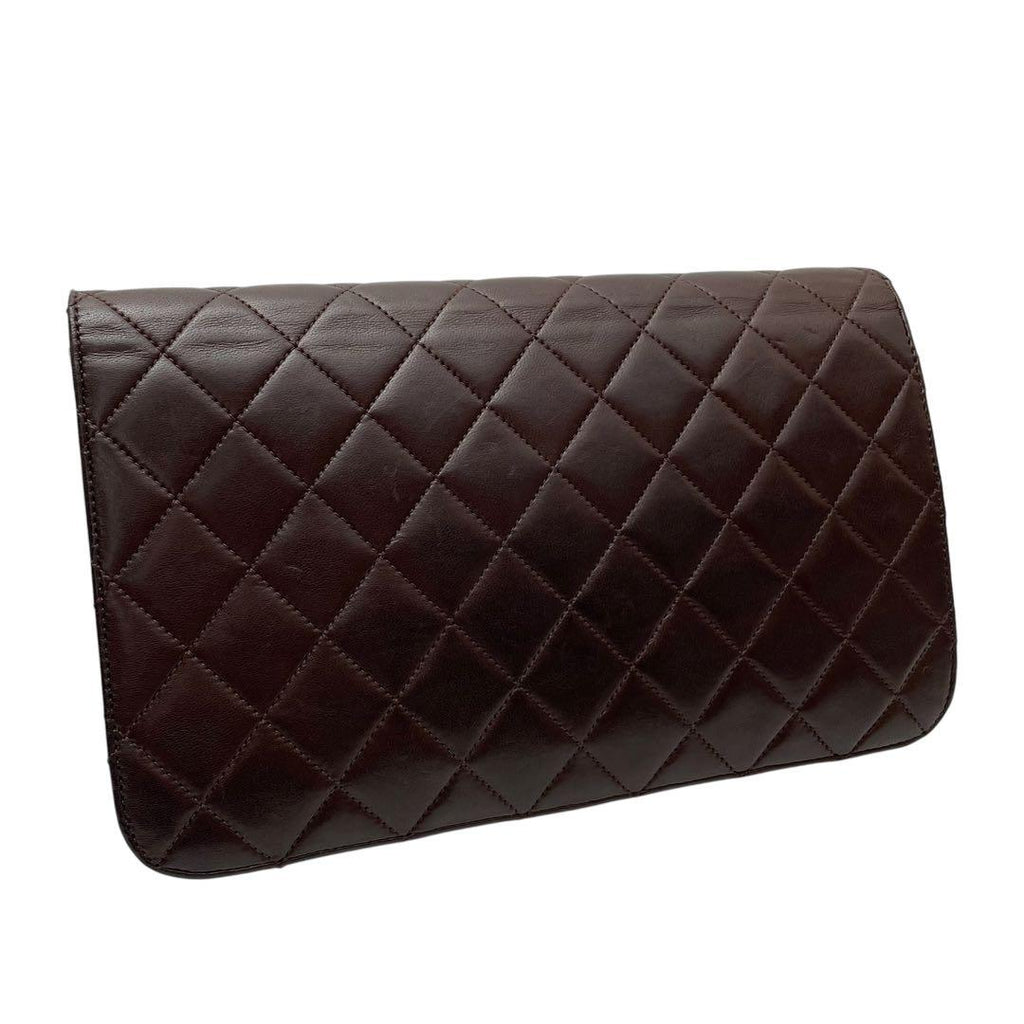 Chanel Quilted Lambskin Chain Shoulder Bag Flap Brown — view 2