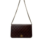 Chanel Quilted Lambskin Chain Shoulder Bag Flap Brown — view 3