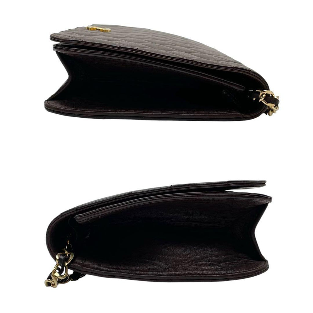 Chanel Quilted Lambskin Chain Shoulder Bag Flap Brown — view 4