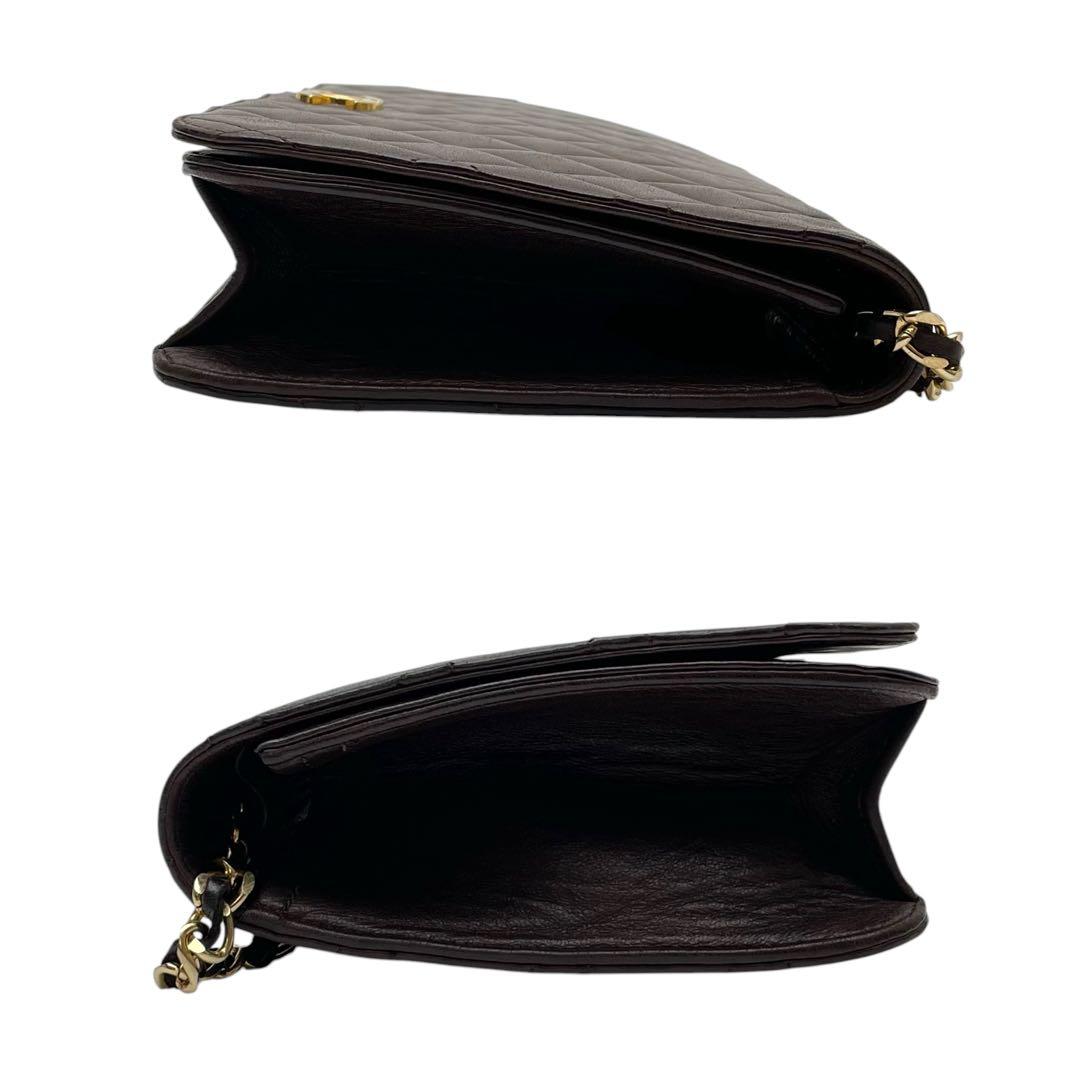 Chanel Quilted Lambskin Chain Shoulder Bag Flap Brown — view 4