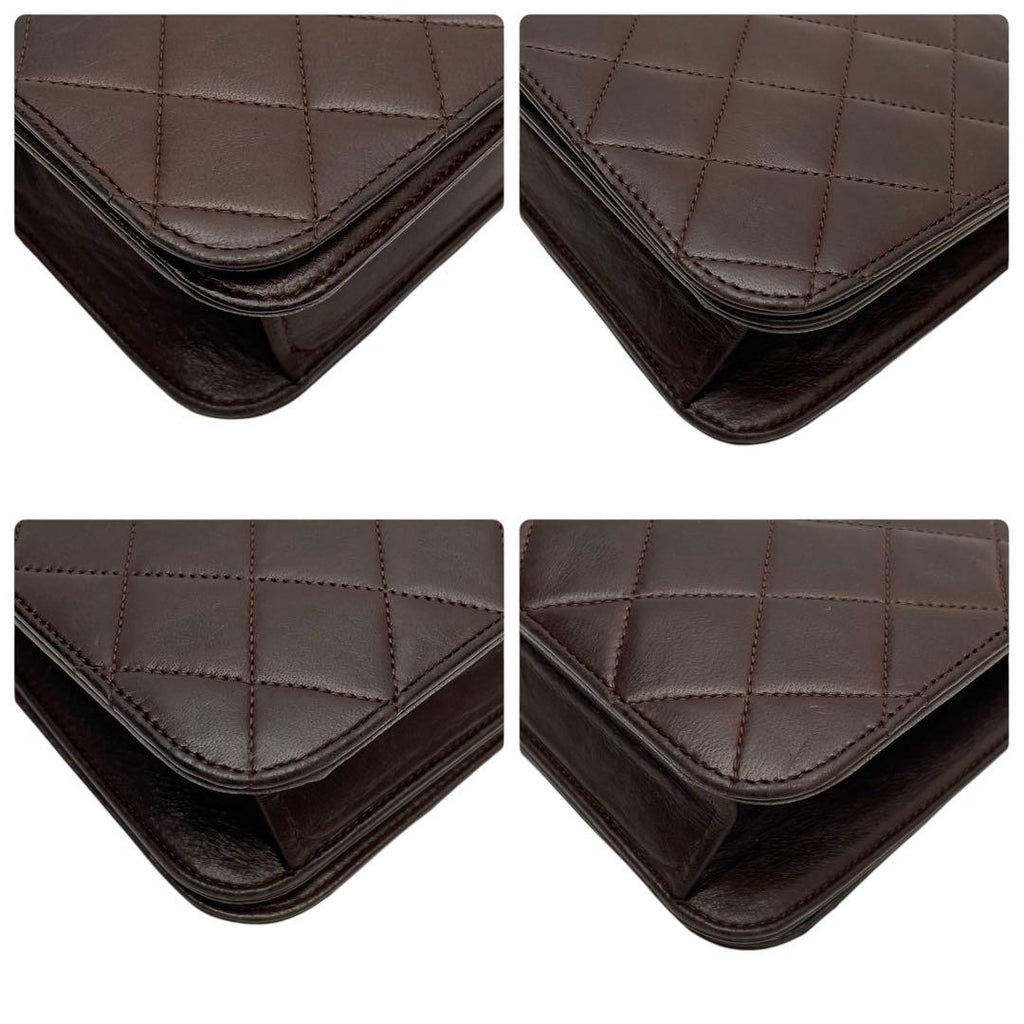 Chanel Quilted Lambskin Chain Shoulder Bag Flap Brown — view 6