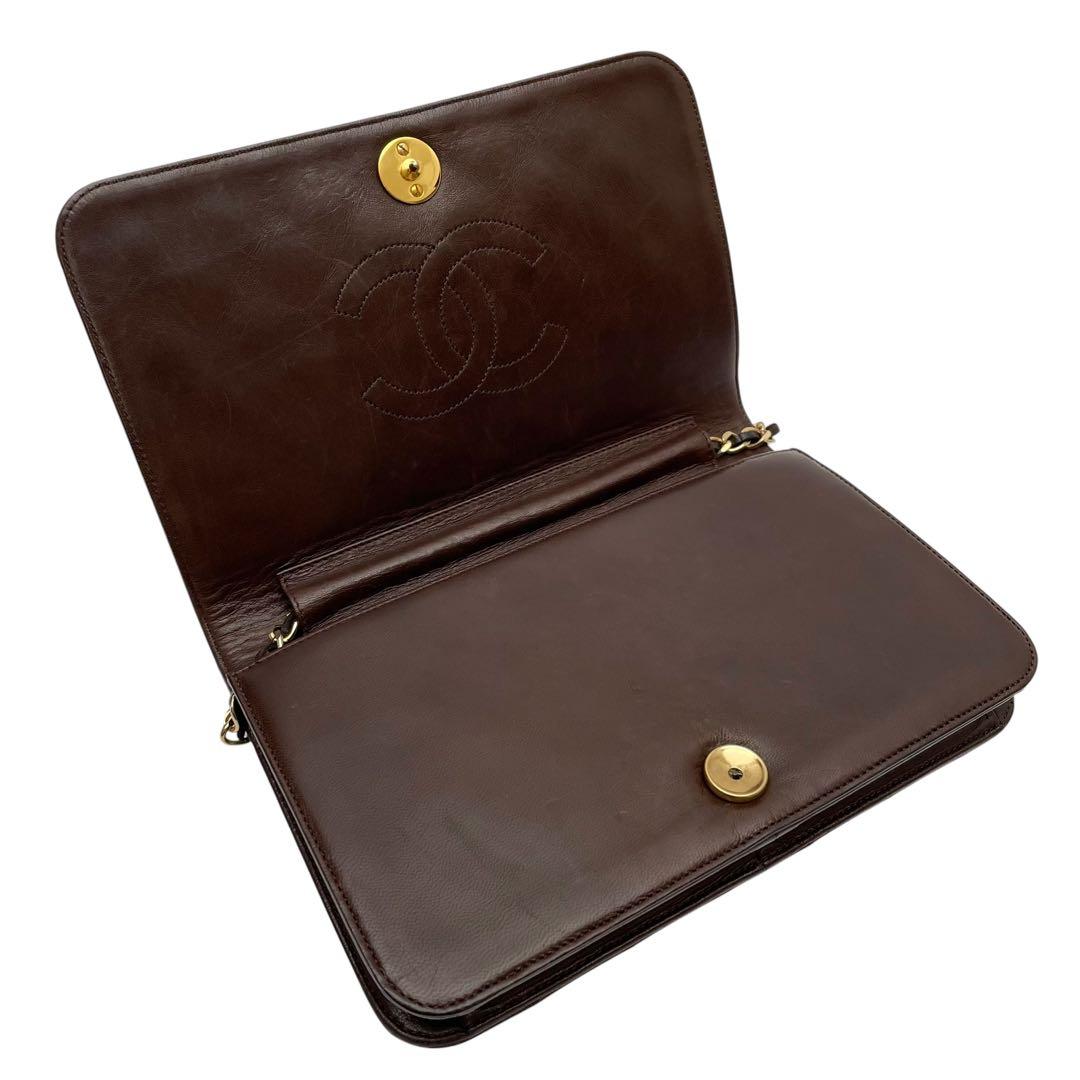 Chanel Quilted Lambskin Chain Shoulder Bag Flap Brown — view 7