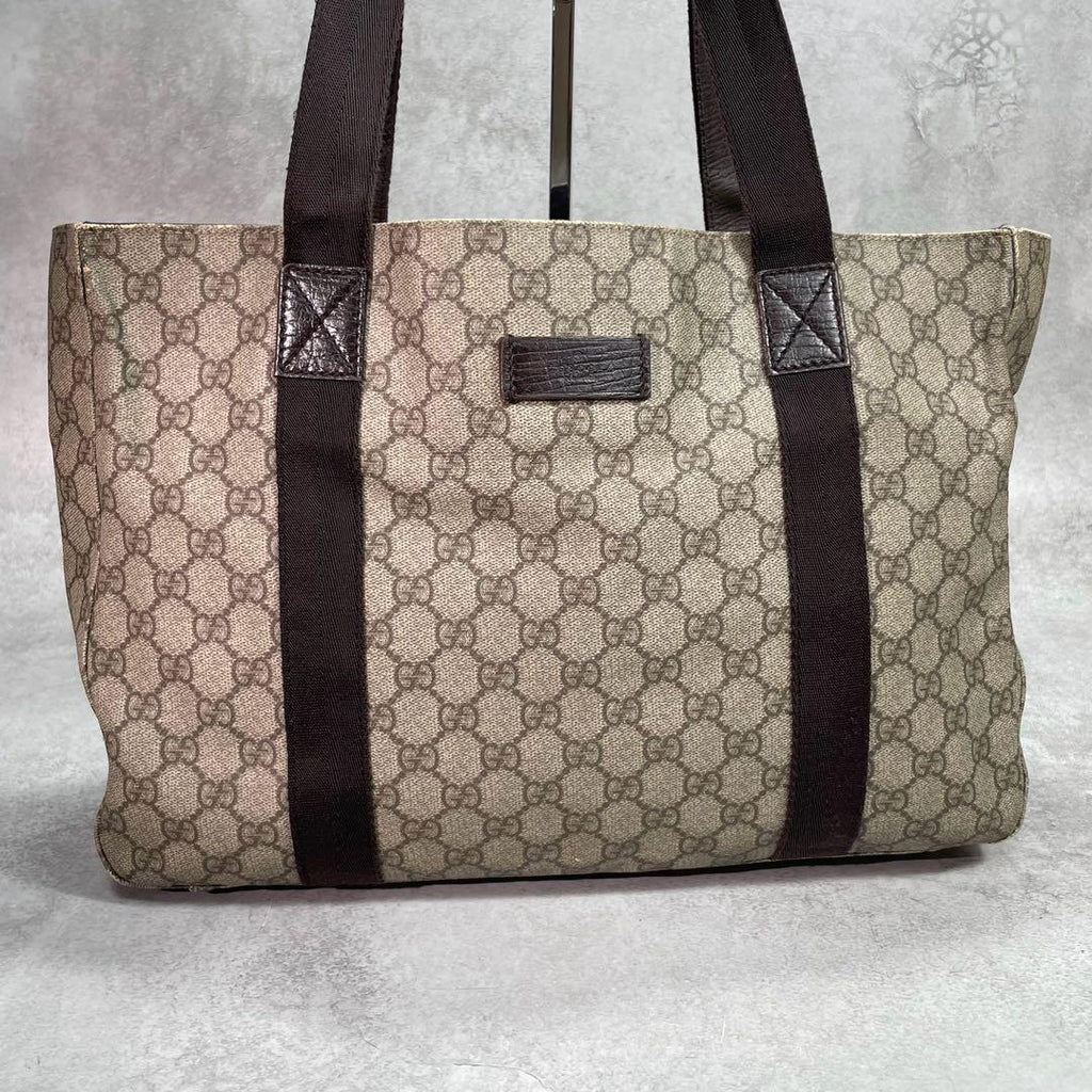Gucci GG Tote Brown Beige Logo Leather — view 2