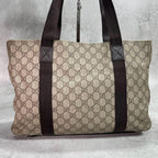 Gucci GG Tote Brown Beige Logo Leather — view 3