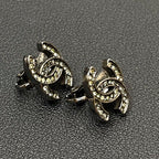 Chanel CC Logo Earrings Rhinestone Silver Icon — view 3