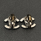 Chanel CC Logo Earrings Rhinestone Silver Icon — view 4