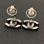 Chanel CC Logo Earrings Rhinestone Silver Icon — view 7