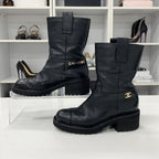 Chanel Leather Logo CC Short Boots Black — view 2