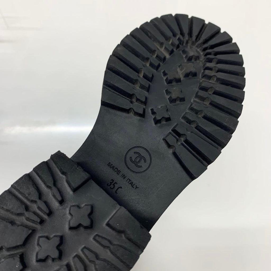 Chanel Leather Logo CC Short Boots Black — view 9