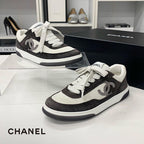 Chanel CC Logo Suede Sneakers Gray