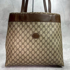 Gucci GG Tote Brown Logo Leather Beige — view 2