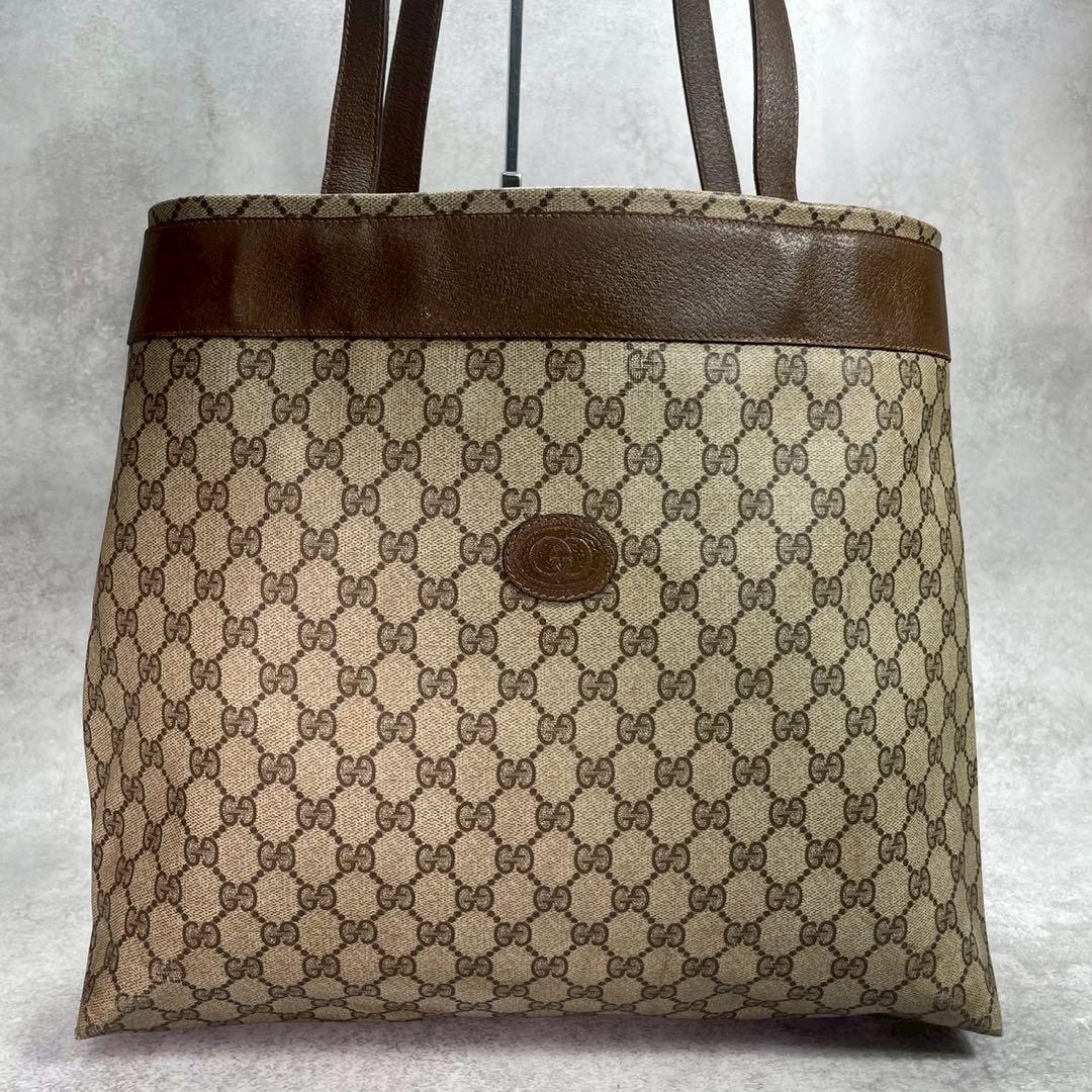 Gucci GG Tote Brown Logo Leather Beige — view 2