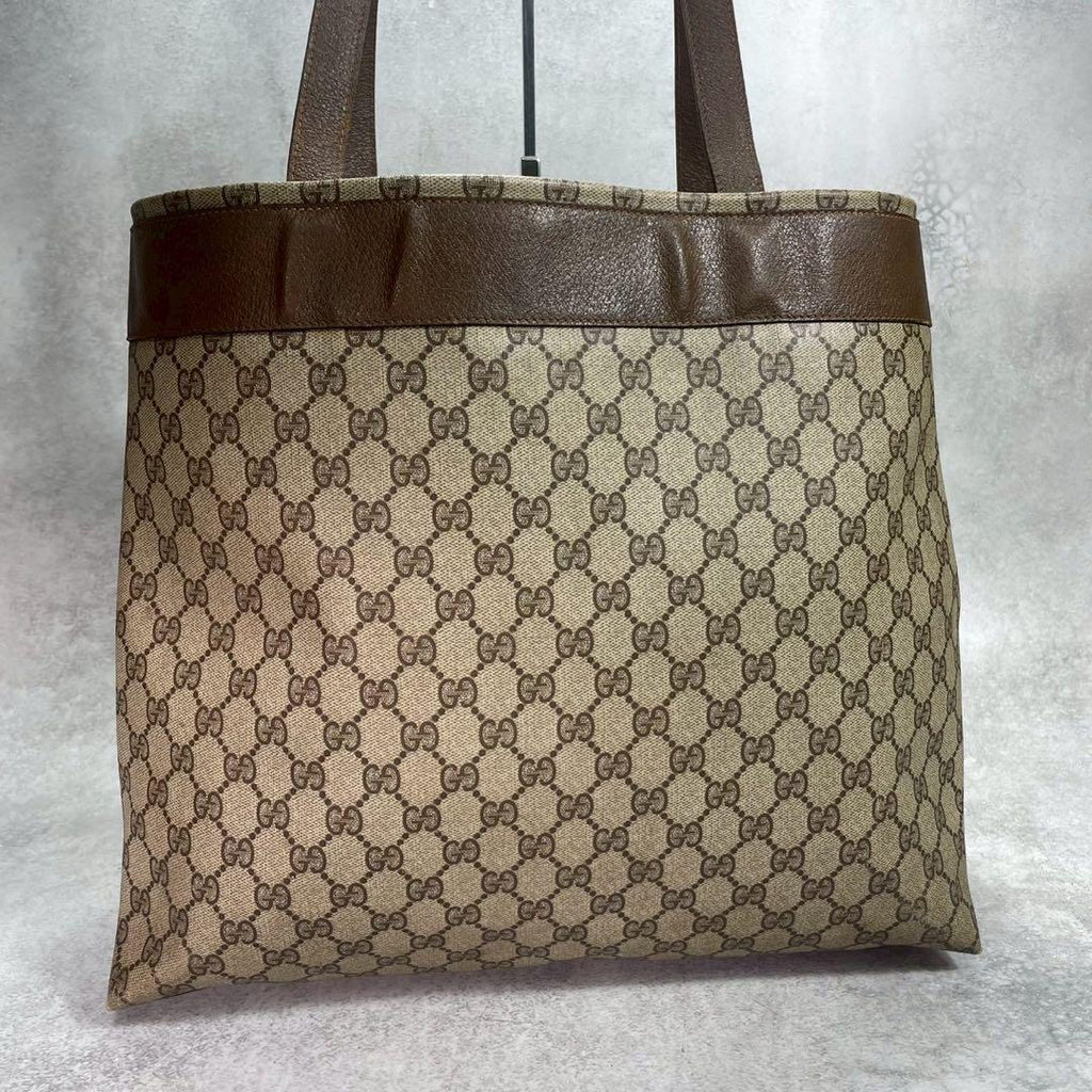 Gucci GG Tote Brown Logo Leather Beige — view 3