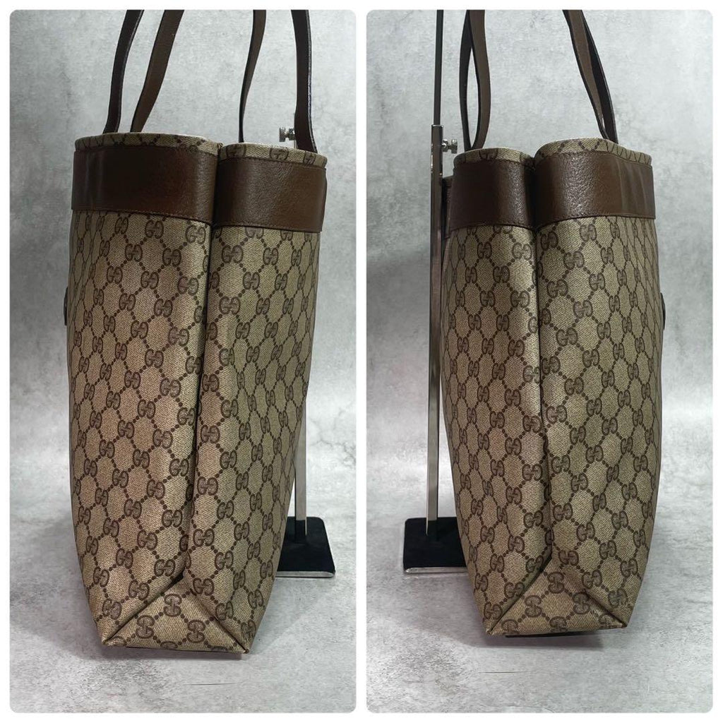 Gucci GG Tote Brown Logo Leather Beige — view 6