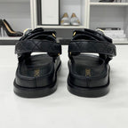 Chanel CC Logo Quilted Camellia Rhinestone Leather Sandals — view 5