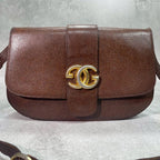 Gucci Shoulder Bag Brown Leather Logo Gold — view 2
