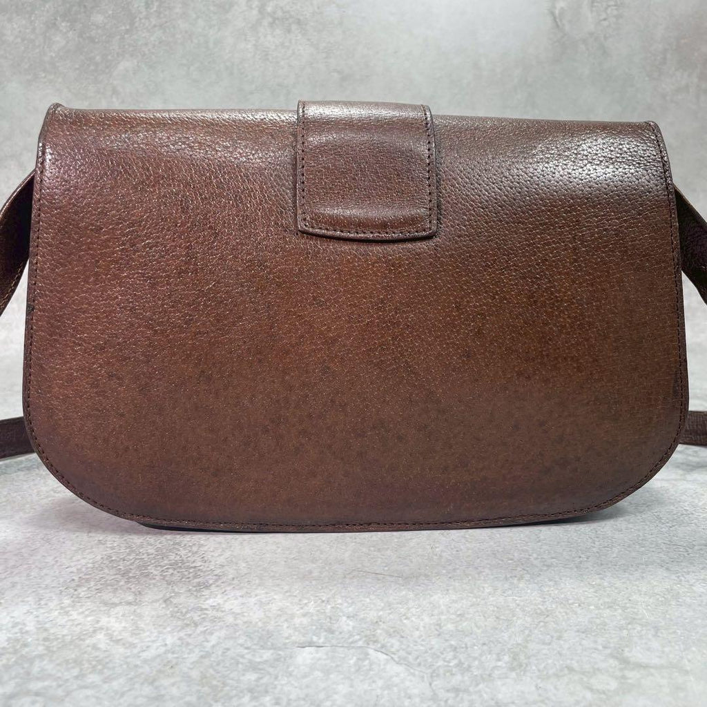 Gucci Shoulder Bag Brown Leather Logo Gold — view 3