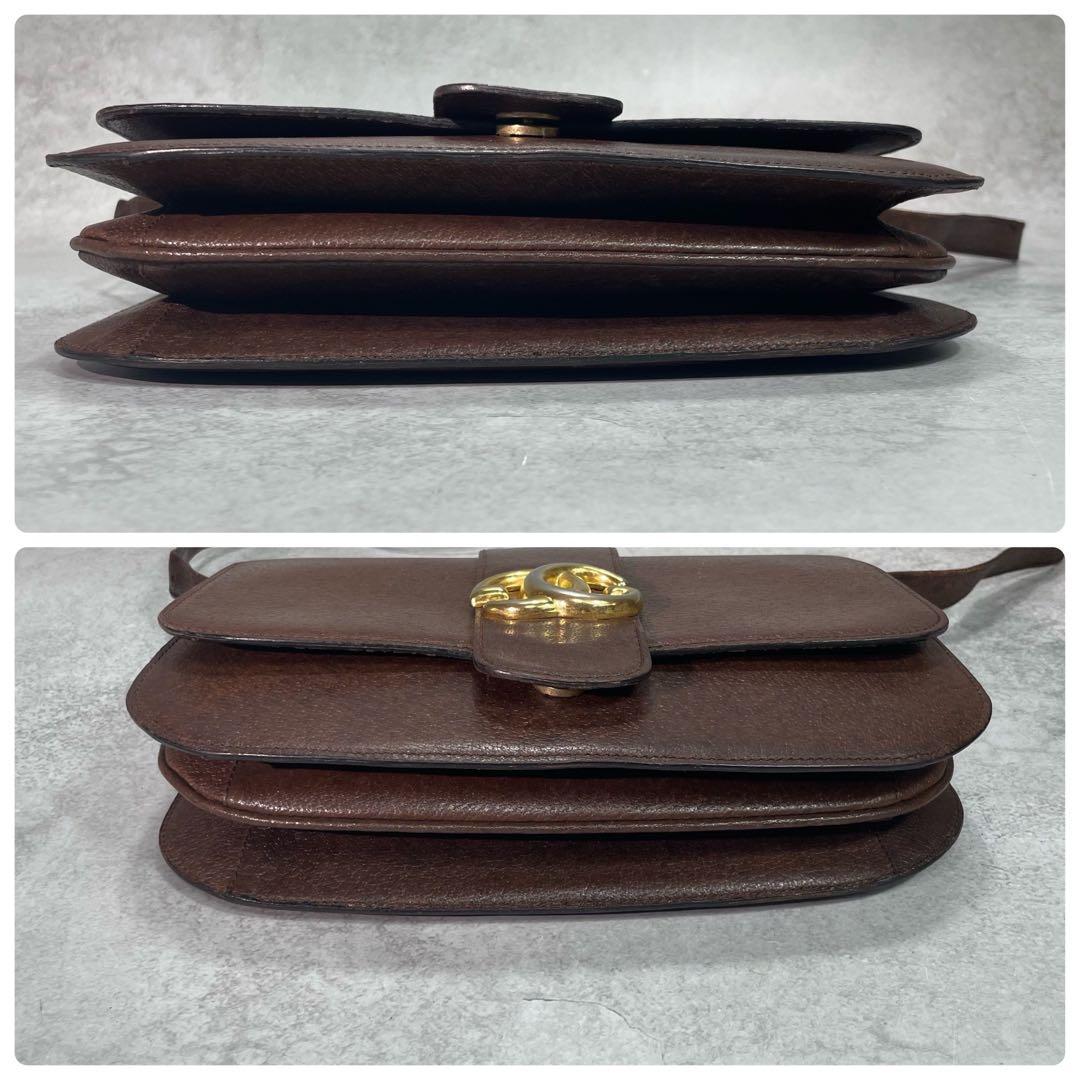 Gucci Shoulder Bag Brown Leather Logo Gold — view 8