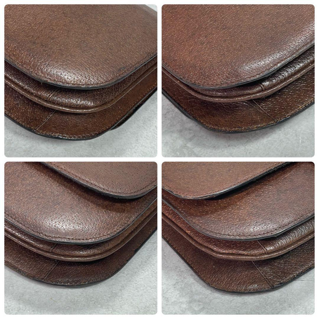 Gucci Shoulder Bag Brown Leather Logo Gold — view 9